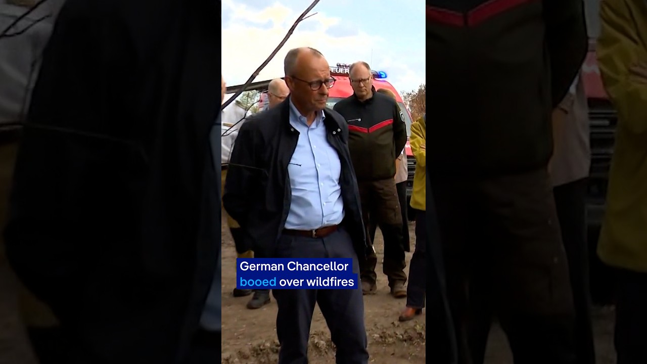German Chancellor Merz booed during wildfire town visit | DW News