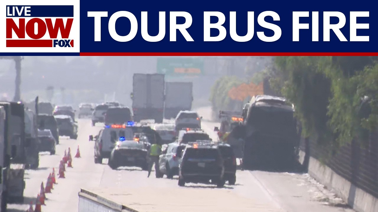 One dead following tour bus fire in Los Angeles area