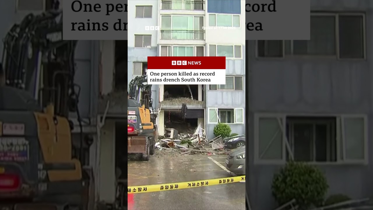 One person killed as record rains drench South Korea. #Geoje #BBCNews