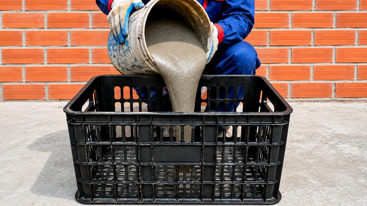 POUR CEMENT INTO PLASTIC BASKET, Amazing idea for Your Garden Decoration