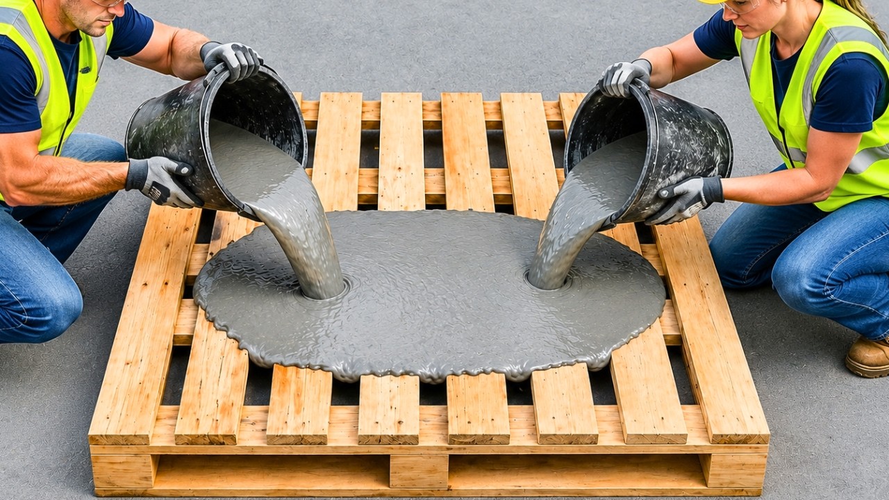 POUR CEMENT INTO WOODEN PALLET! Amazing Creations For Your Garden Decoration