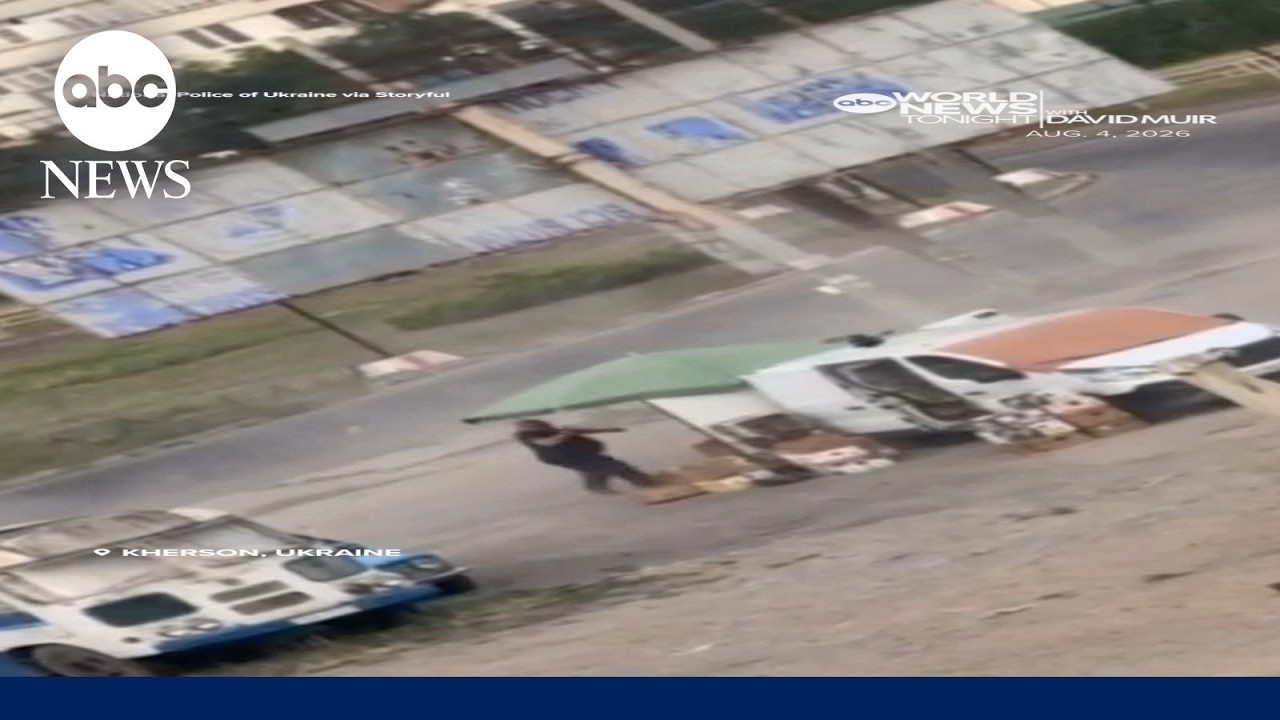 Russian drone appears to hunt down Ukrainian street vendor