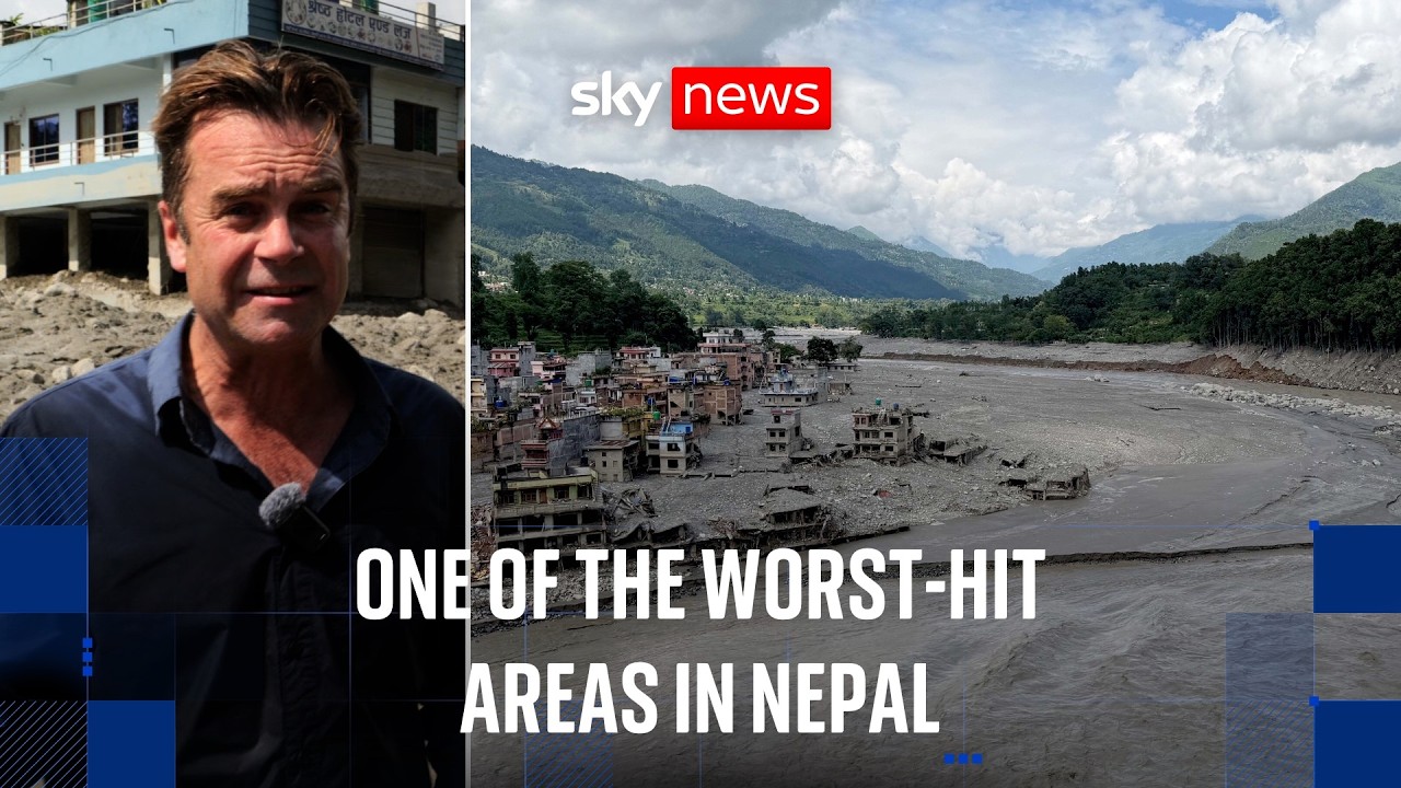 Sky news at the epicentre of Nepal flash flood