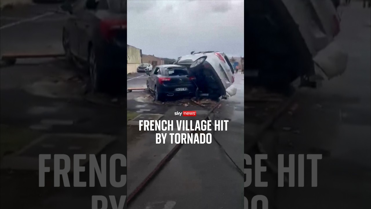Vehicles and debris scattered as French village is hit by tornado