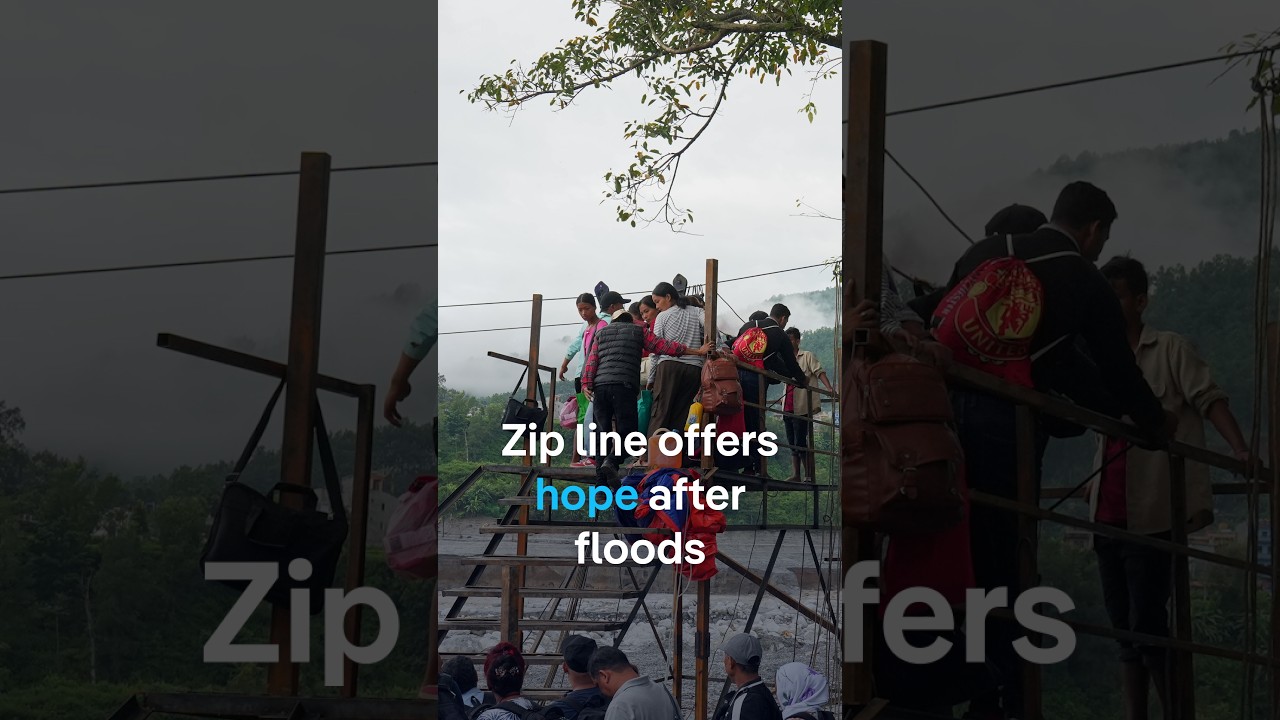 After catastrophic floods, a zip line helps Nepali villagers cross the river again | DW News