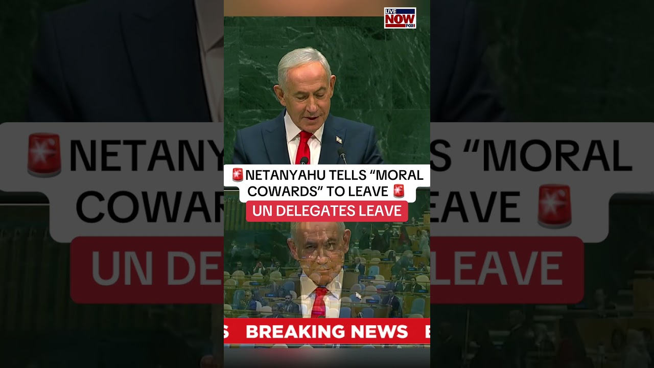 Delegates walk out ahead of Israeli Prime Minister Netanyahu’s speech at the UN General Assembly.