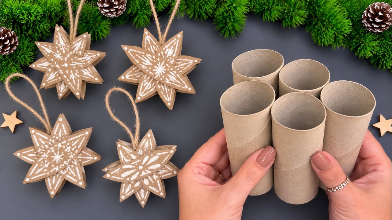 🎄 DIY Gingerbread Christmas Ornaments from Toilet Paper Rolls | Easy Christmas Decor