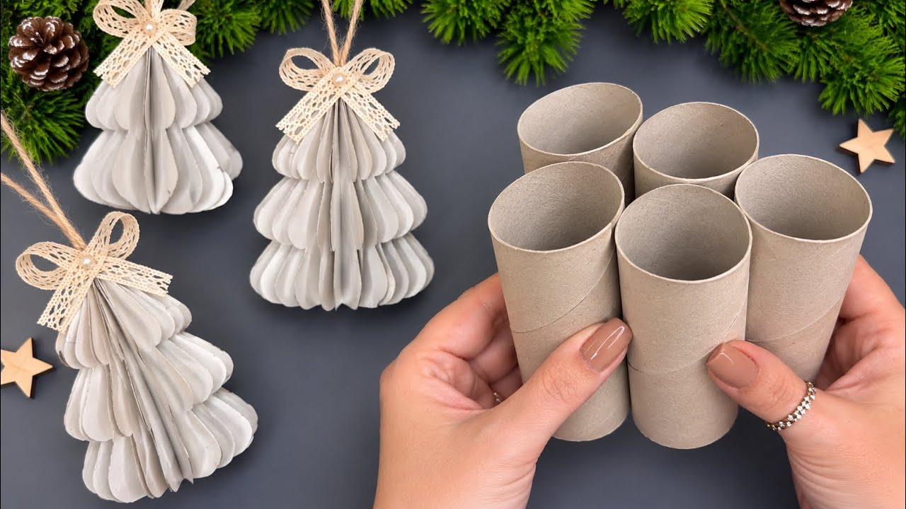 🎄 Easy DIY Christmas Tree from Toilet Paper Rolls | Beautiful Christmas Decoration