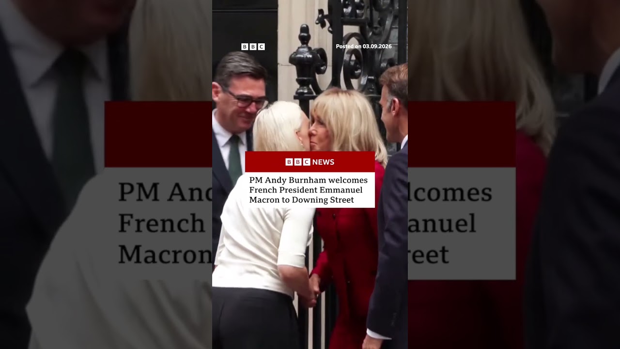 Emmanuel Macron becomes first foreign leader to visit UK PM Andy Burnham in Downing Street. #BBCNews