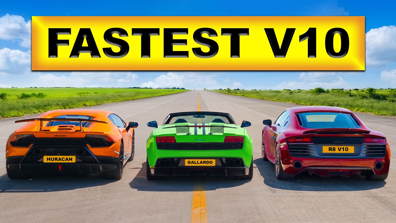 Lambo Huracan v Gallardo v Audi R8: V10 DRAG RACE