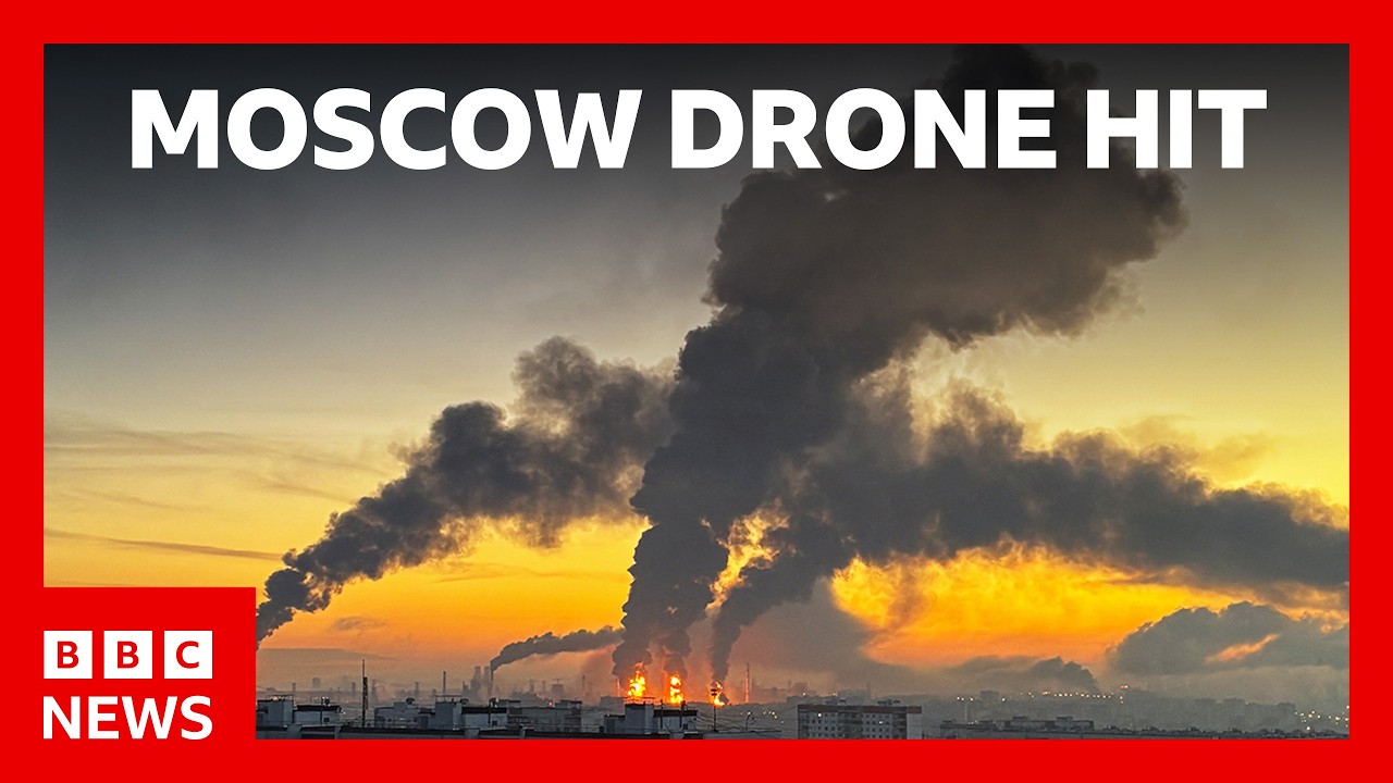 Largest attack on Moscow sees Ukraine fire hundreds of drones | BBC News