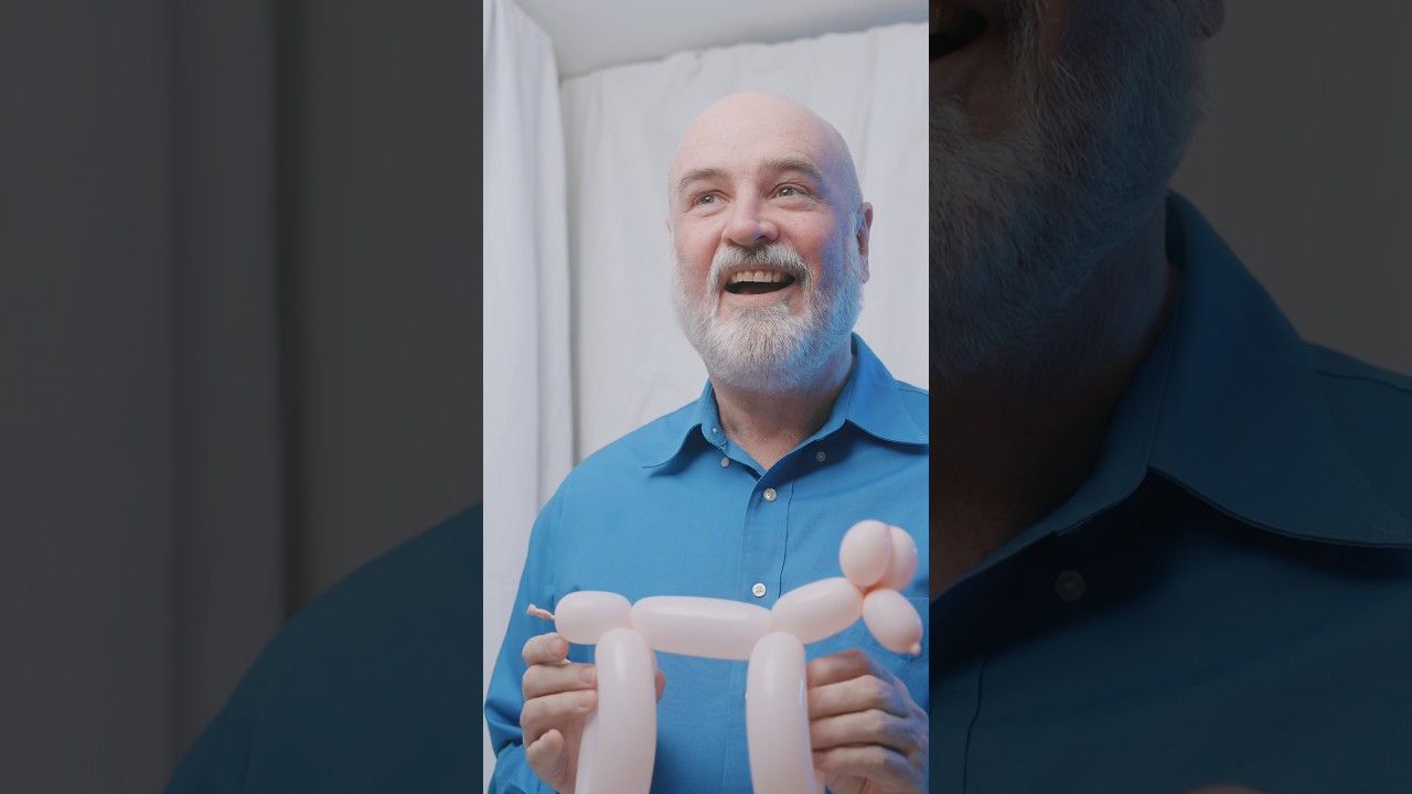 Making balloon animals at a hospital