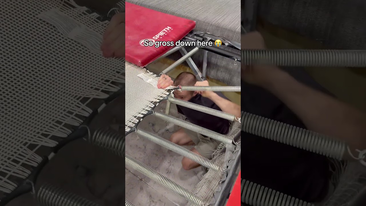 Never go under a trampoline 😩#gymnastics  #olympics #sports #gymnast #trampoline