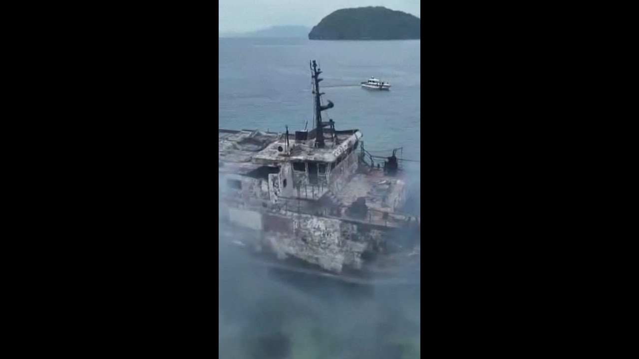 Philippine coast guard rescues passengers after ferry fire