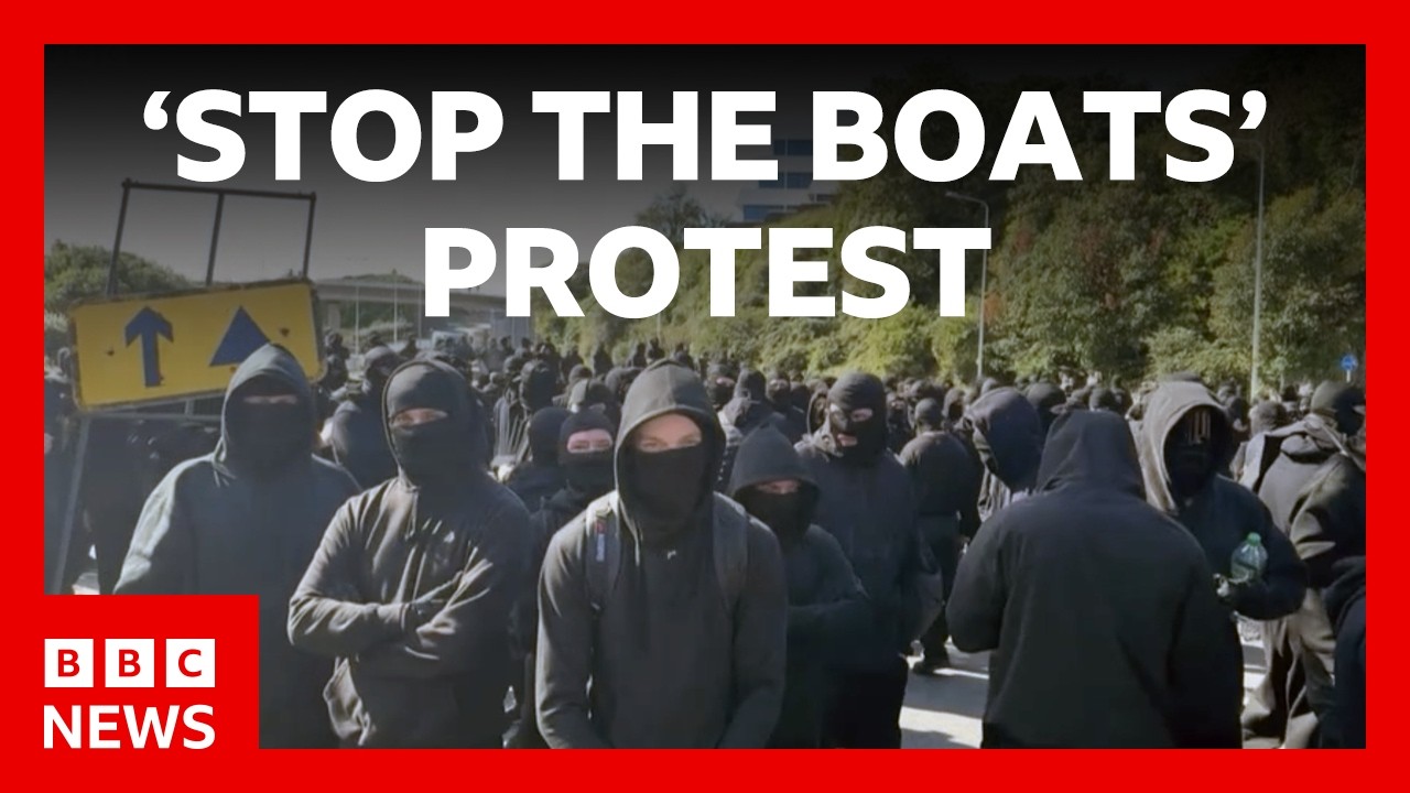 Port of Dover disruption as masked ‘stop the boats’ protesters block roads | BBC News