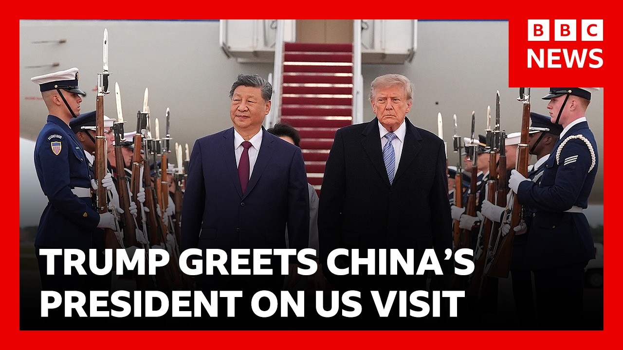 President Xi greeted by Donald Trump as he rolls out red carpet for Chinese leader | BBC News