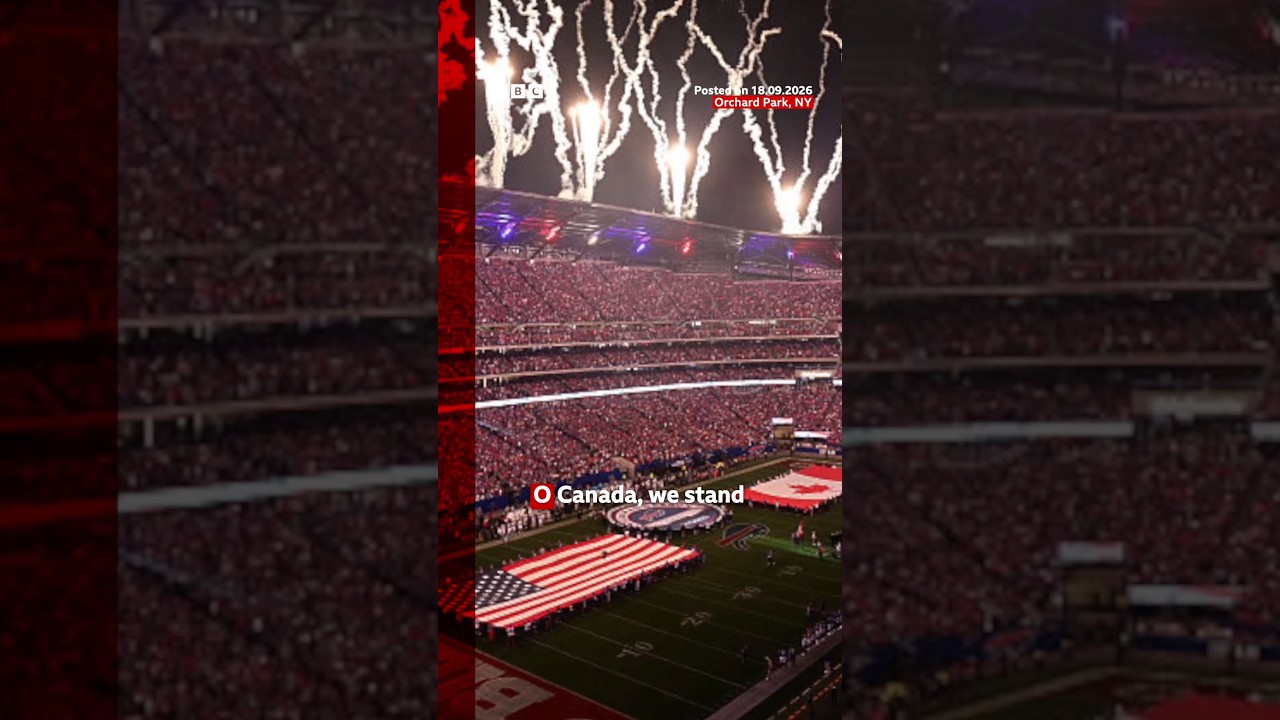 US NFL fans sing Canada anthem in border city stadium. #BBCNews