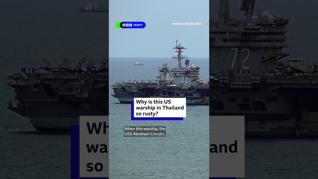 Why is this US warship in Thailand so rusty? #USNews #USSAbrahamLincoln #IranWar #BBCNews