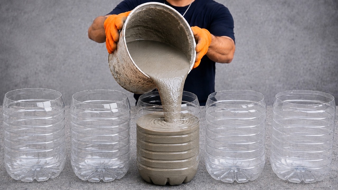 Wow! amazing! Cement & Recycled Bottles: A Genius Garden Idea For You