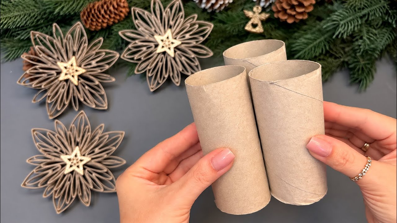 ❄️ Amazing Christmas Decor from Toilet Paper Rolls | Easy DIY Snowflake