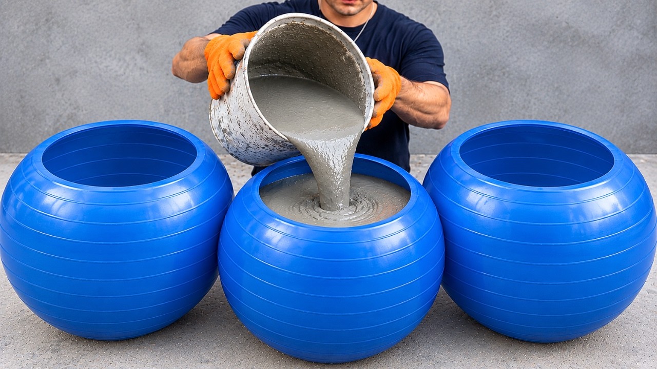 Amazing ideas from Cement and Balls – Tips DIY Garden Flower pots at home