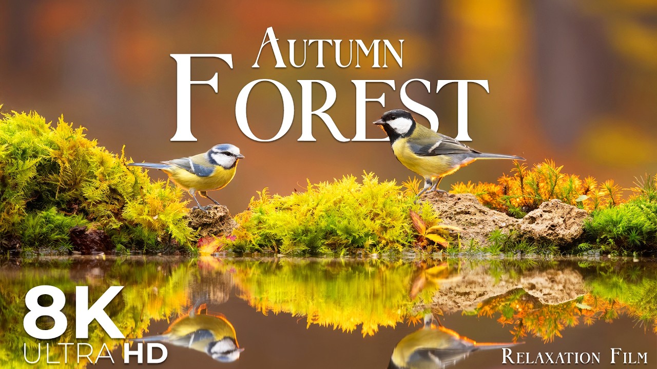 Autumn Forest 8K • Birdsong with Nature Ambience | Peaceful Relaxing Music | Relaxation Film