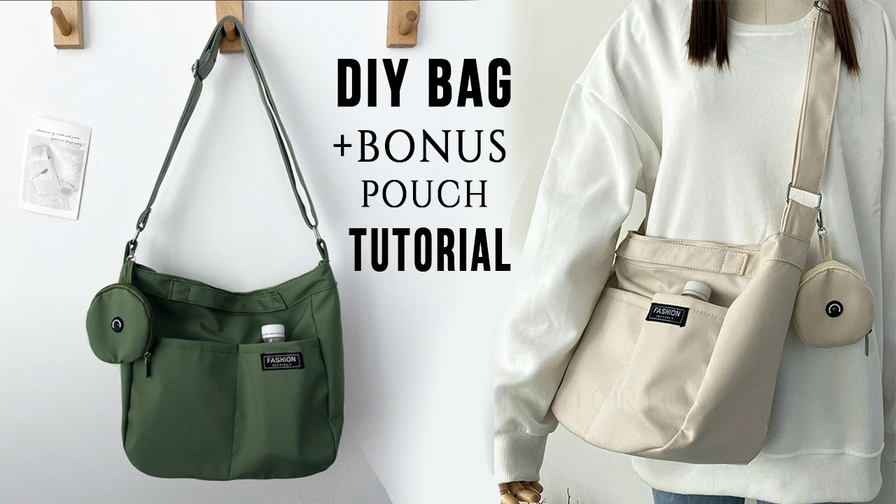 DIY Crossbody Utility Bag with Zipped Pouch Tutorial Step by Step | +Pattern