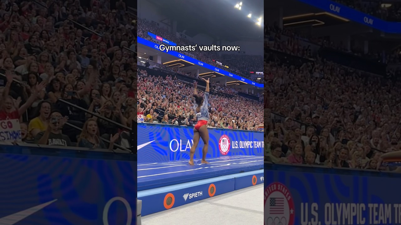 Equipment has got so much better 😳#olympics #gymnastics #sports #gymnast #olympic