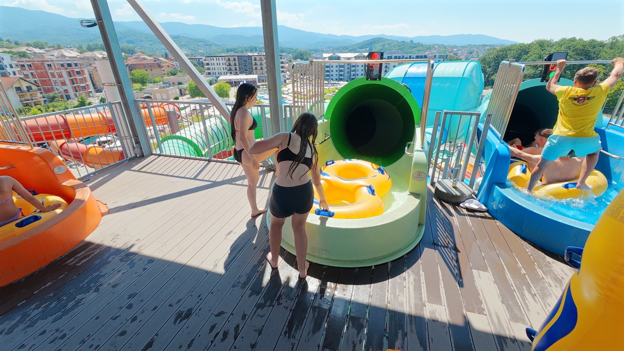 Green Raft Water Slide at Aqua Park Raj 🇷🇸
