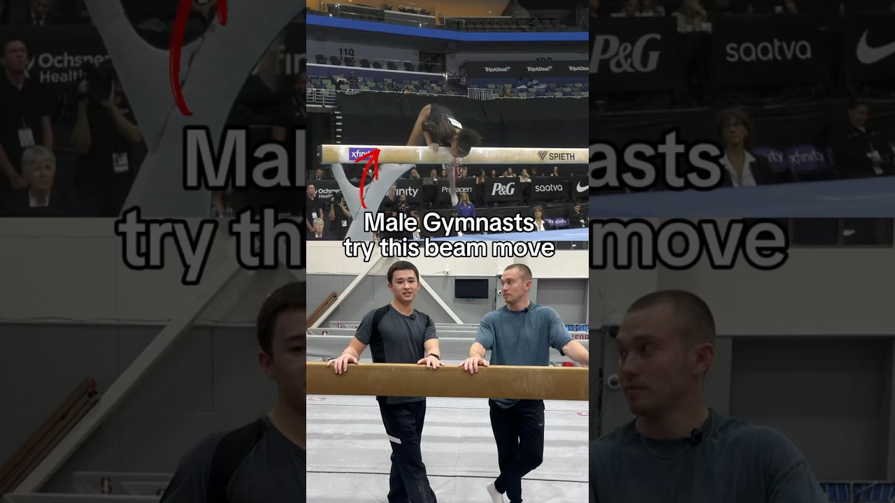 Male gymnasts try beam 😂 @coop_kim #olympics #gymnastics #sports #olympic #gymnast