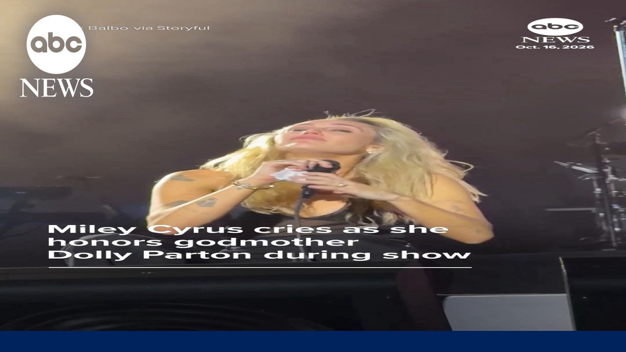 Miley Cyrus honors godmother Dolly Parton during show