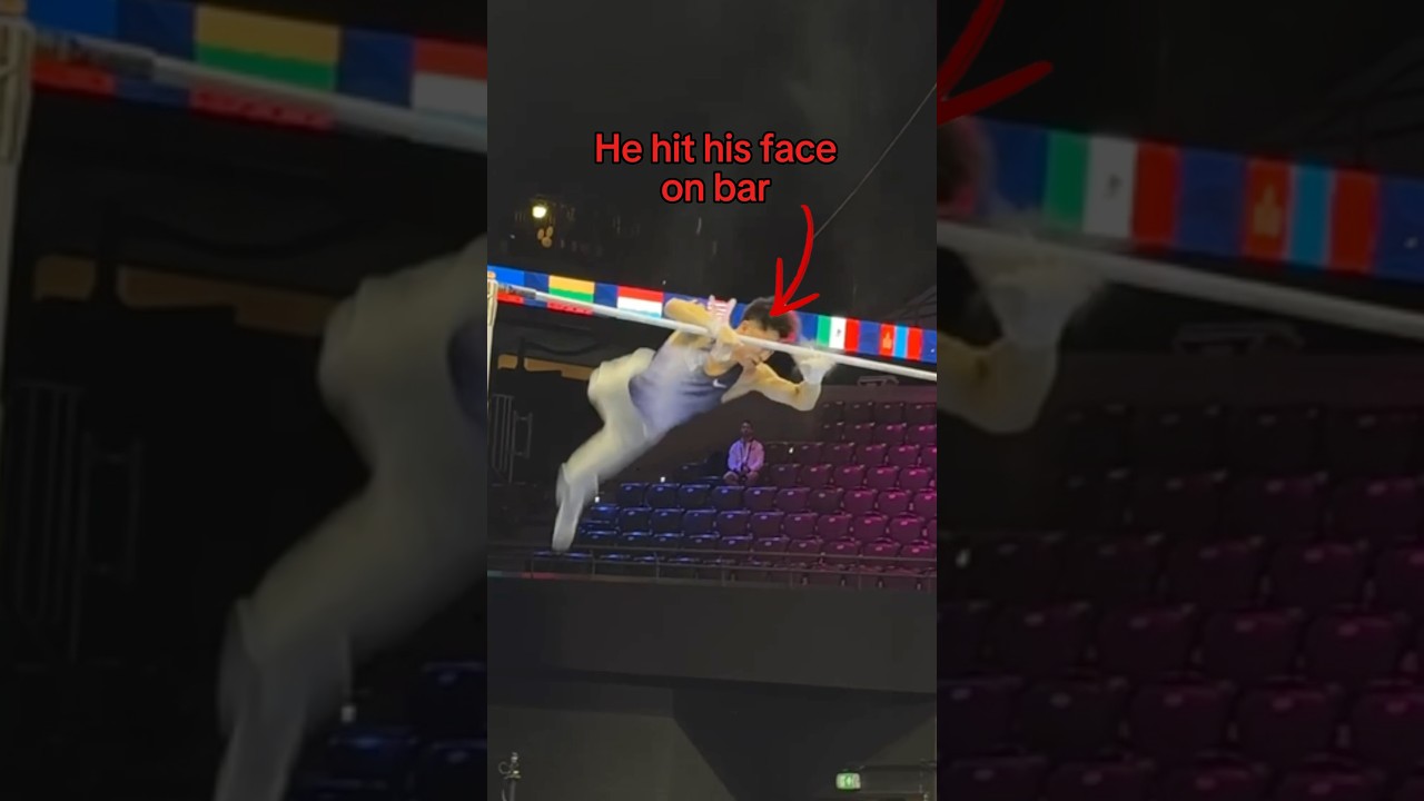 Millimeters away from tragedy 😅#olympics #gymnastics #sports #gymnast #fails