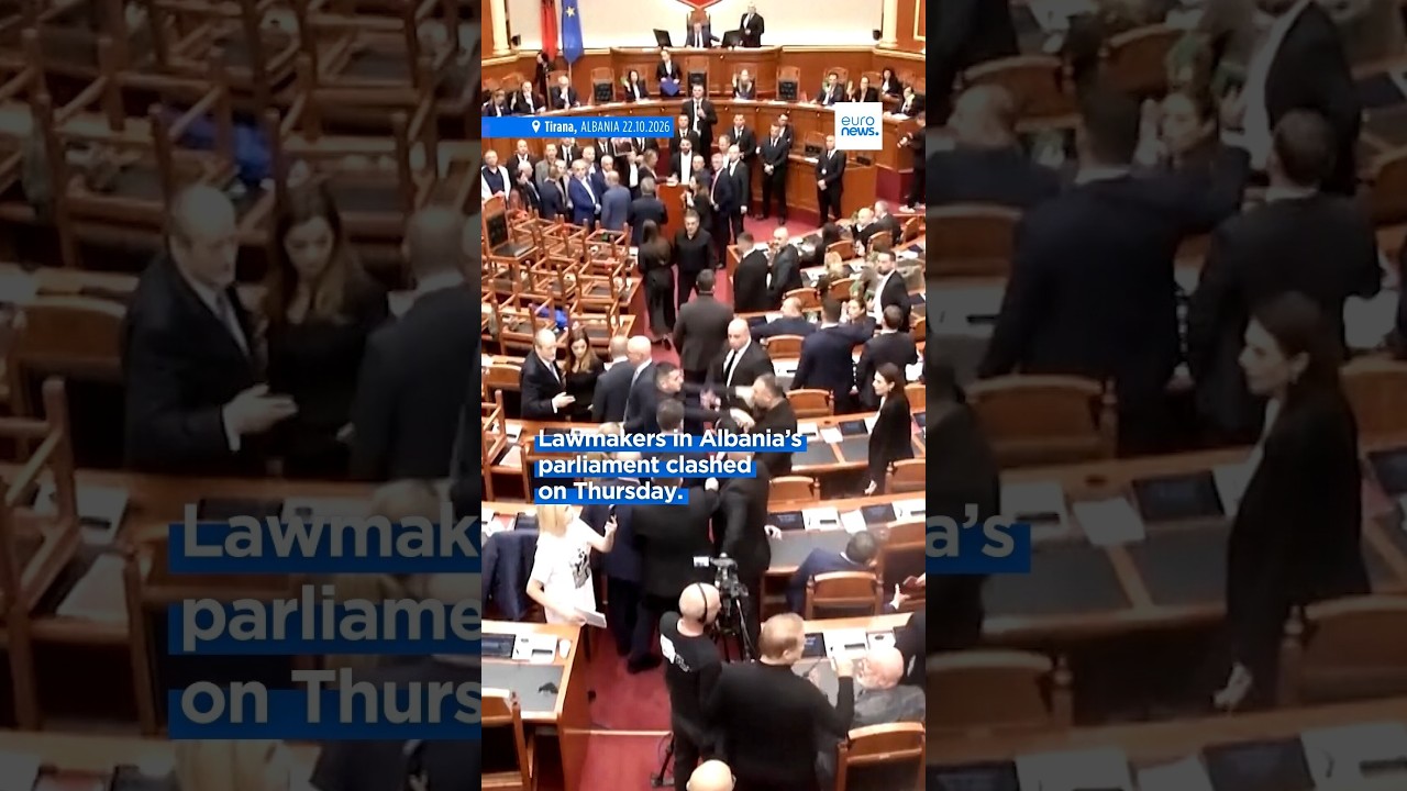 Opposing lawmakers clashed in Albanian’s parliament during a session.