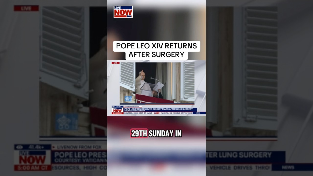 Pope Leo XIV led Sunday prayers for the first time today since undergoing lung cancer surgery. #news