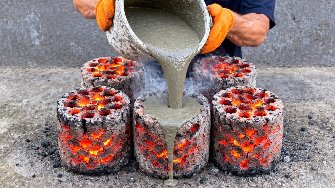 Pouring Cement into Charcoal🔥🔥Unique Garden Decoration Ideas For You