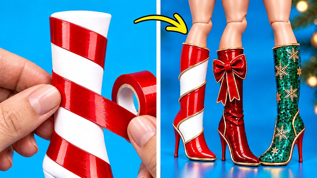 Prepare your DOLLS for the Festive season! DIY crafty and glittery ideas!👢🪩✨