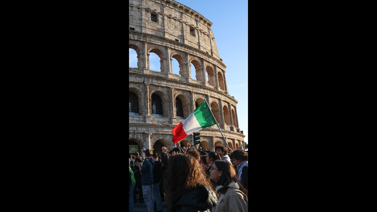 Protesters storm the Colosseum in Rome