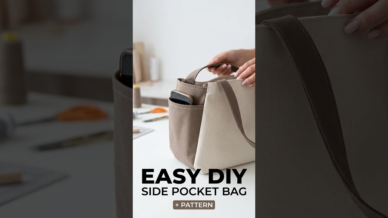side pocket popular tote bag sewing #bagpattern #sewing #sewingtips #sewingtutorial