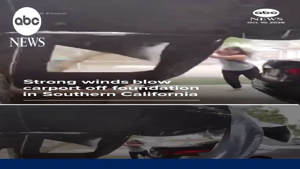 Strong winds blow carport off foundation in Southern California