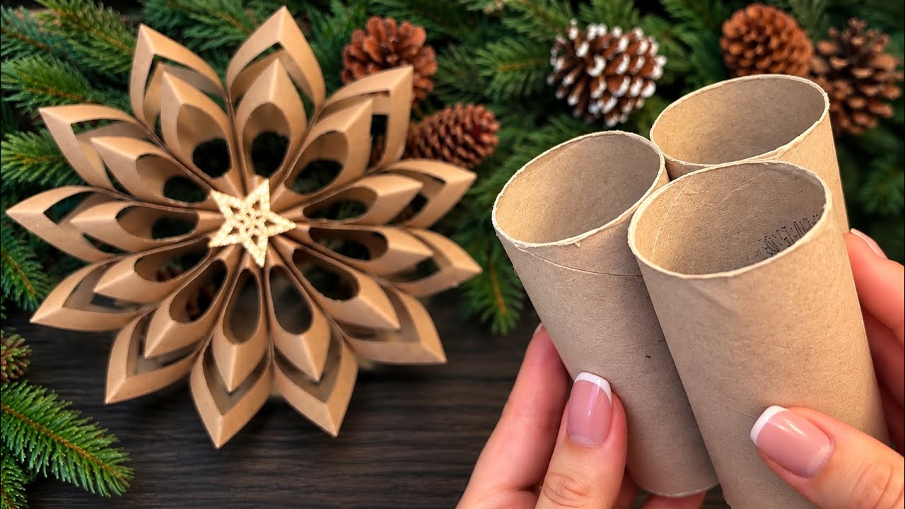 You Won’t Believe This Snowflake Is Made from Paper Towel Rolls! ❄️